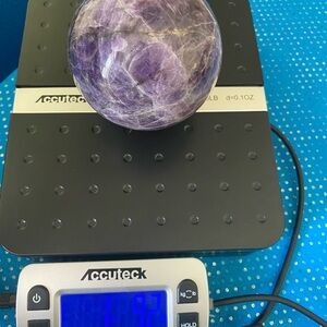 Chevron Dream Amethyst Sphere. 1.92lb 10 inch around.